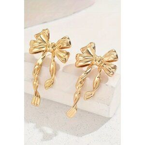Women's Gold Twisted Bow Drop Earrings Size OS